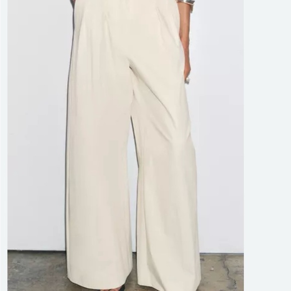 ZARA  Women’s Wide Leg Pants Cream  size S - Picture 1 of 14